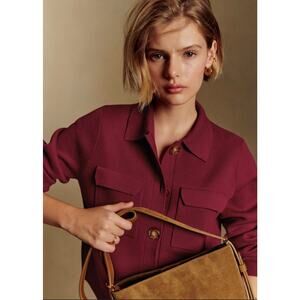 NWOT Sezane Betty Cardigan Sold Out in Garnet Red Size XS